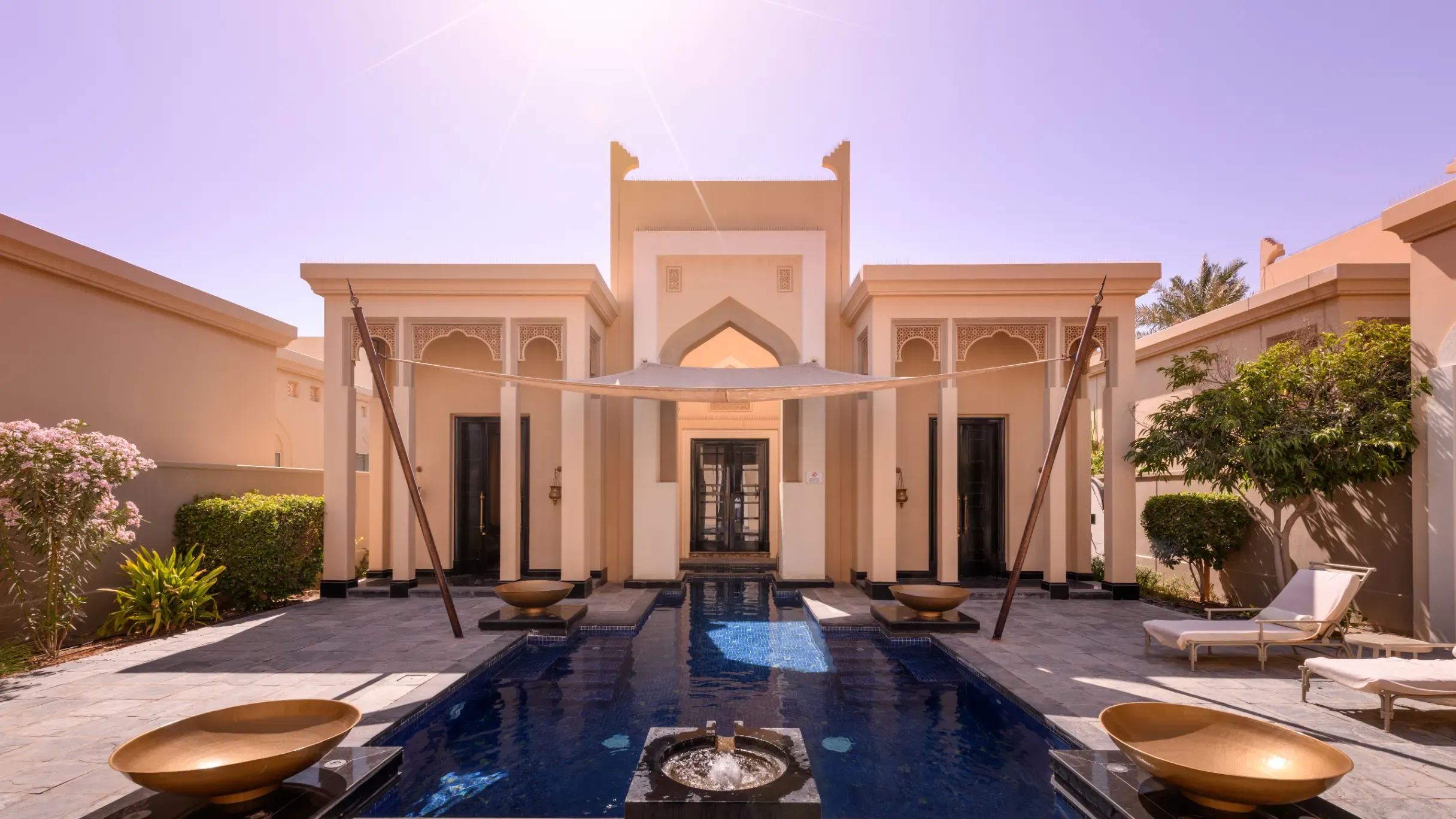 Luxury villa with a private pool at the 5-star Raffles Al Areen Palace Bahrain resort in Zallaq.