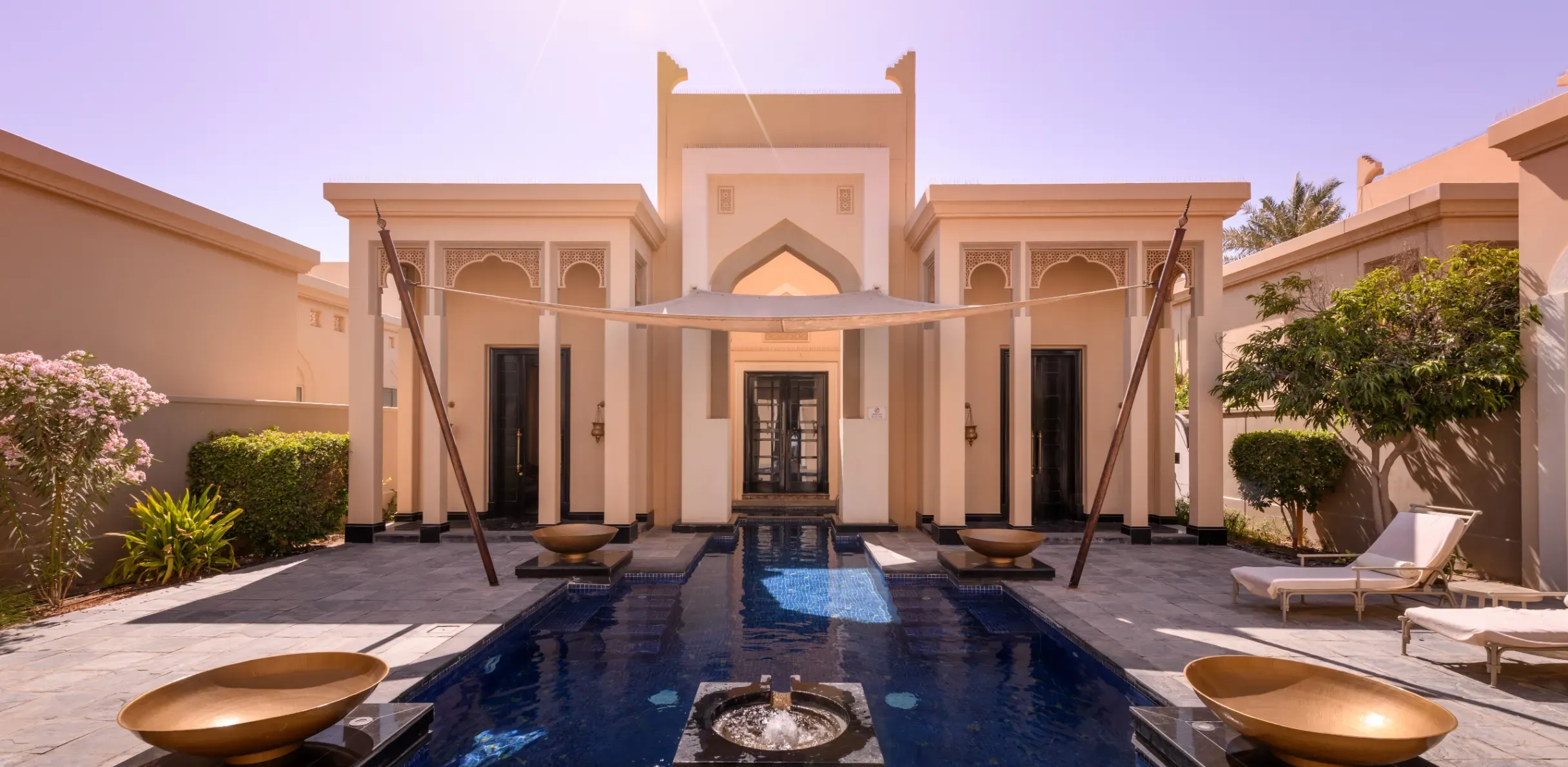 Luxury villa with a private pool at the 5-star Raffles Al Areen Palace Bahrain resort in Zallaq.